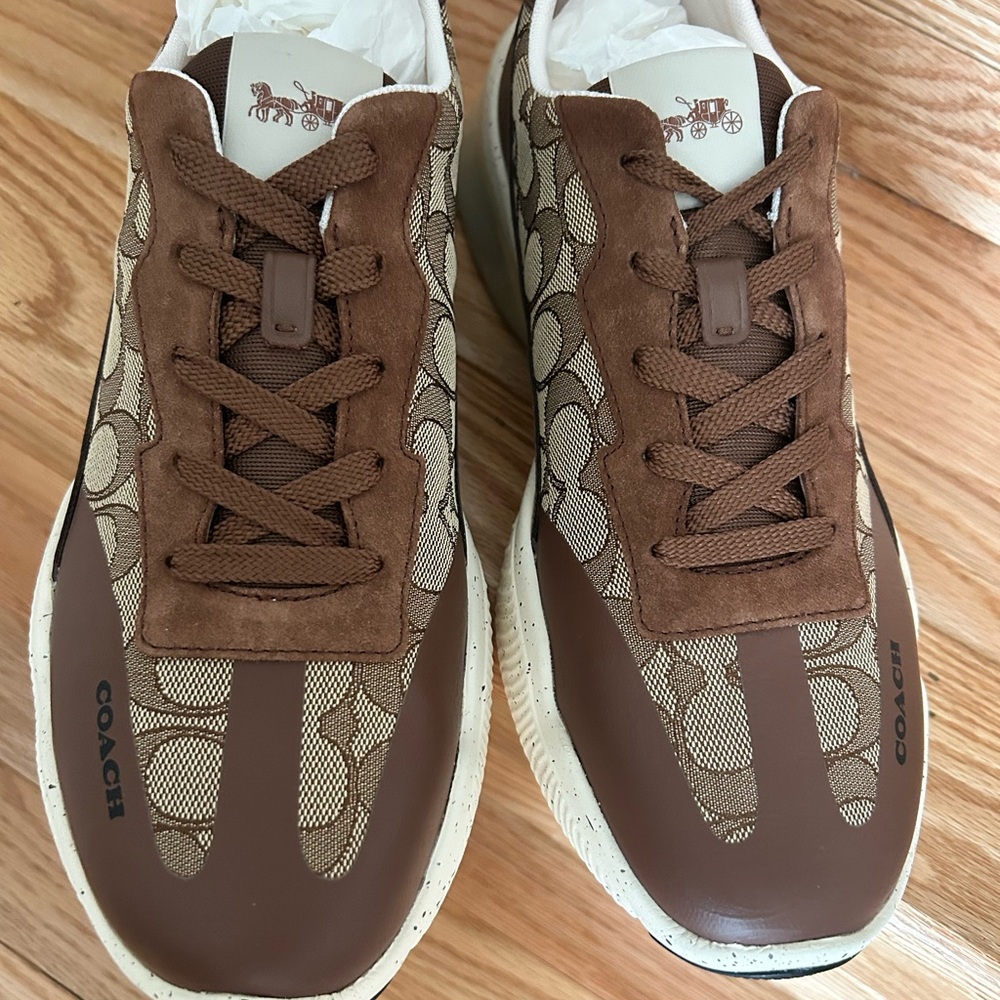 Coach Brown and Cream Athletic Sneakers - Picture 2 of 11